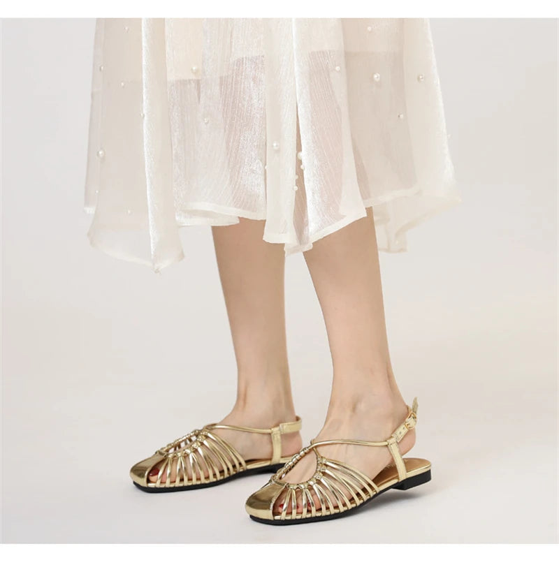 Flat Sandals Summer Narrow Band Roman Shoes Casual Beach Gladiator Sandal