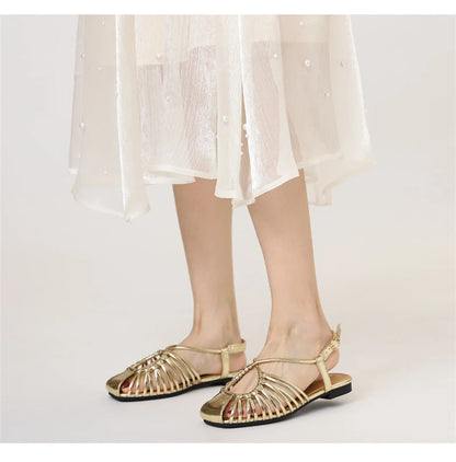 Flat Sandals Summer Narrow Band Roman Shoes Casual Beach Gladiator Sandal