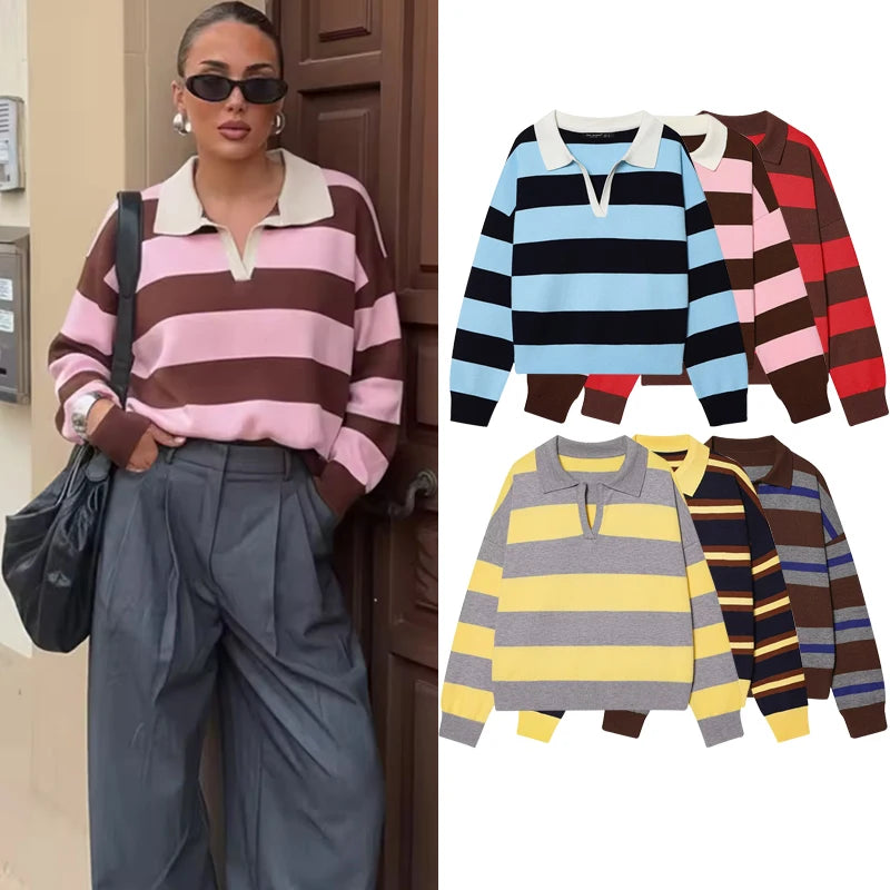 Striped Polo Sweater