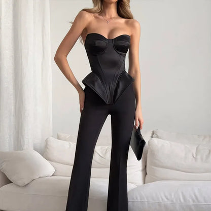 Black Strapless Corset Top Women Fashion Solid Sleeveless Backless Slim Short Vest 2026 Lady Fashion Party Evening Vacation Tops