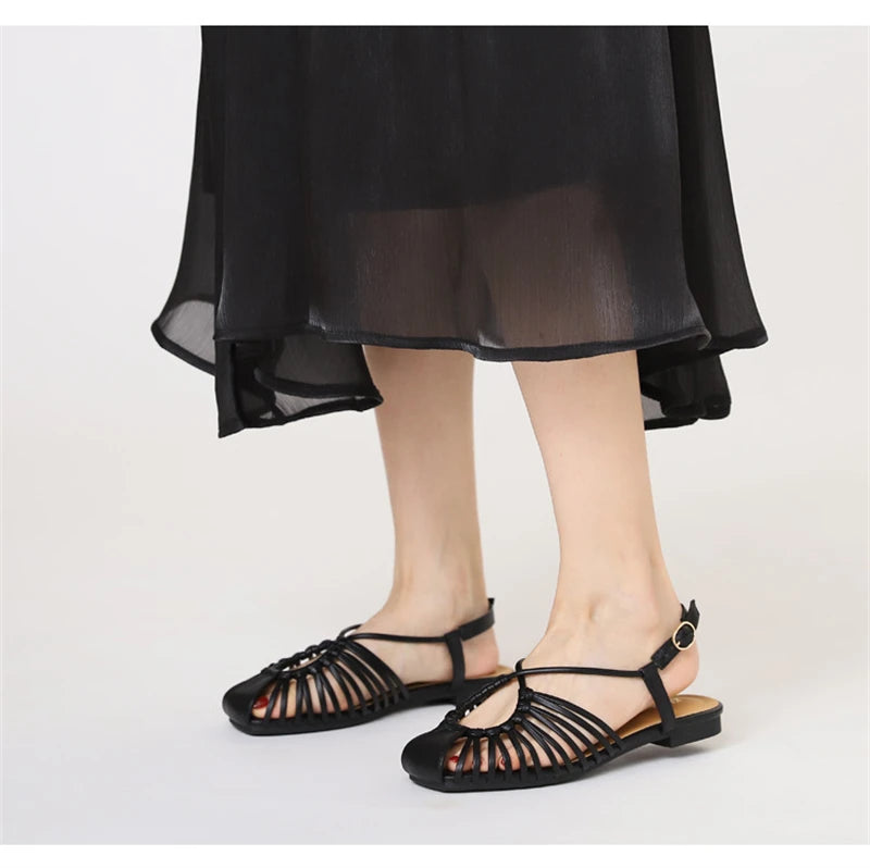 Flat Sandals Summer Narrow Band Roman Shoes Casual Beach Gladiator Sandal