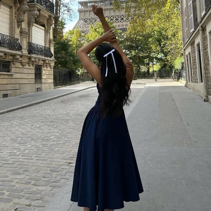 Sweetheart Spaghetti Strap  Fit and Flare Elegant Midi Dress