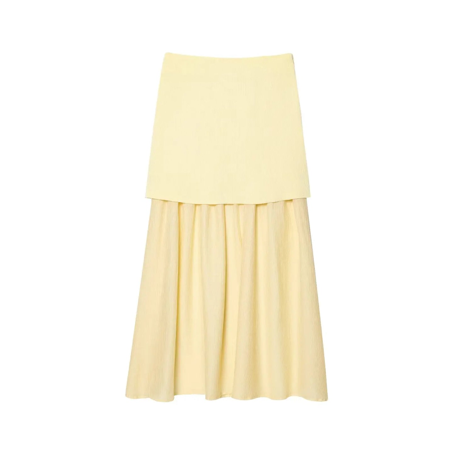 2 Piece Set Chic V-Neck Sleeveless Button Knitted Vest Top + Splicing High Waist Ankle-Length Skirt