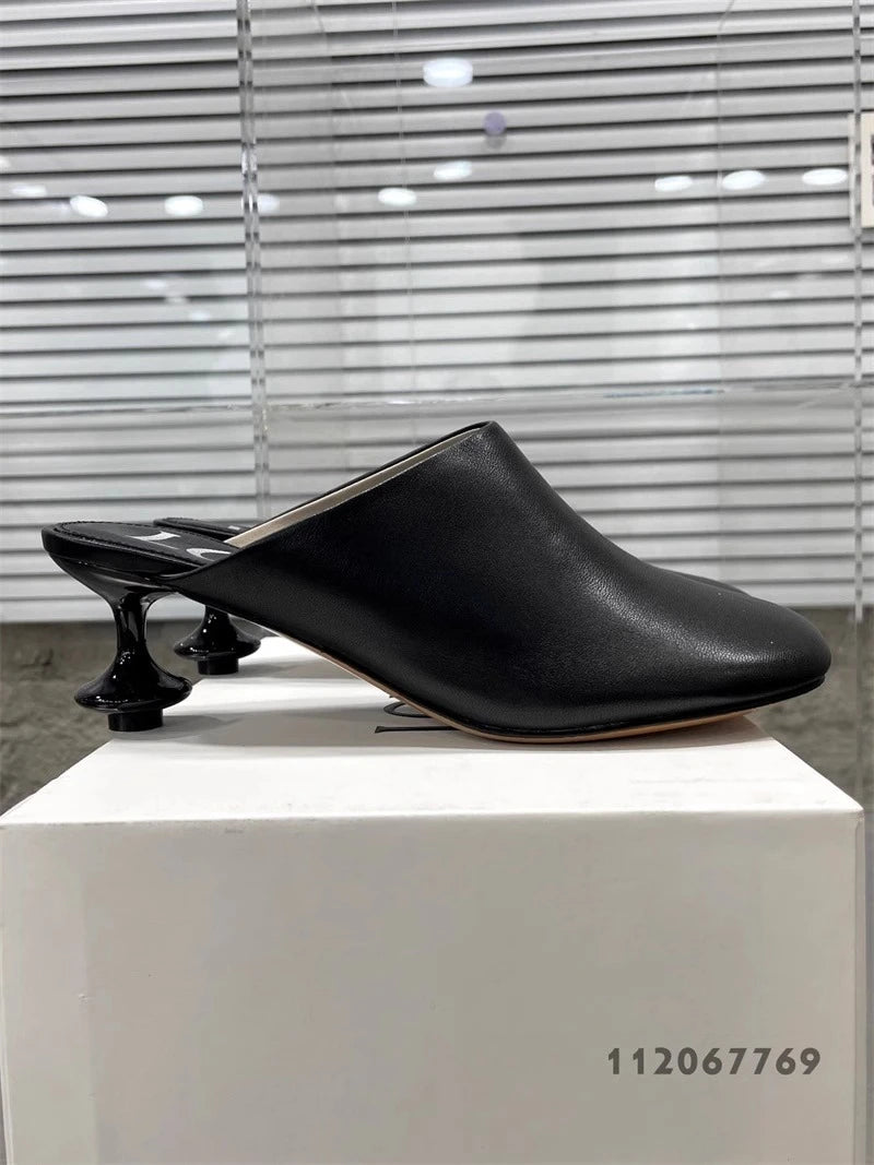 Square Head Women's Textured Elegant  Casual Round Heels