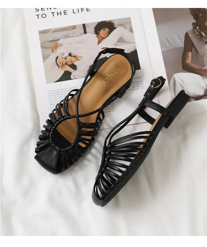 Flat Sandals Summer Narrow Band Roman Shoes Casual Beach Gladiator Sandal