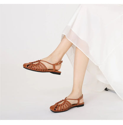 Flat Sandals Summer Narrow Band Roman Shoes Casual Beach Gladiator Sandal