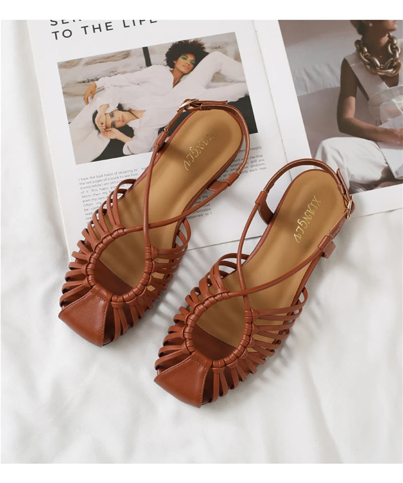 Flat Sandals Summer Narrow Band Roman Shoes Casual Beach Gladiator Sandal