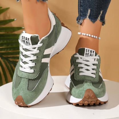 New Style Elegant Lace Up Casual Shoes Women Spring/Autumn Round Toe Thick Sole Anti Slip Comfortable Sports Shoes