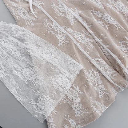 Elegant lace Mini Dress For Women Square Collar Long Sleeve Backless