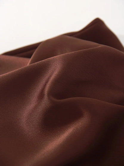 Luxury Wide Leg Baggy Satin High Waist Pants For Women Trousers With Pockets