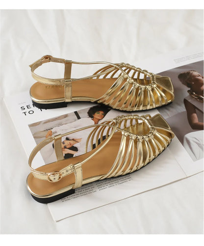 Flat Sandals Summer Narrow Band Roman Shoes Casual Beach Gladiator Sandal