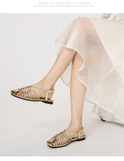 Flat Sandals Summer Narrow Band Roman Shoes Casual Beach Gladiator Sandal