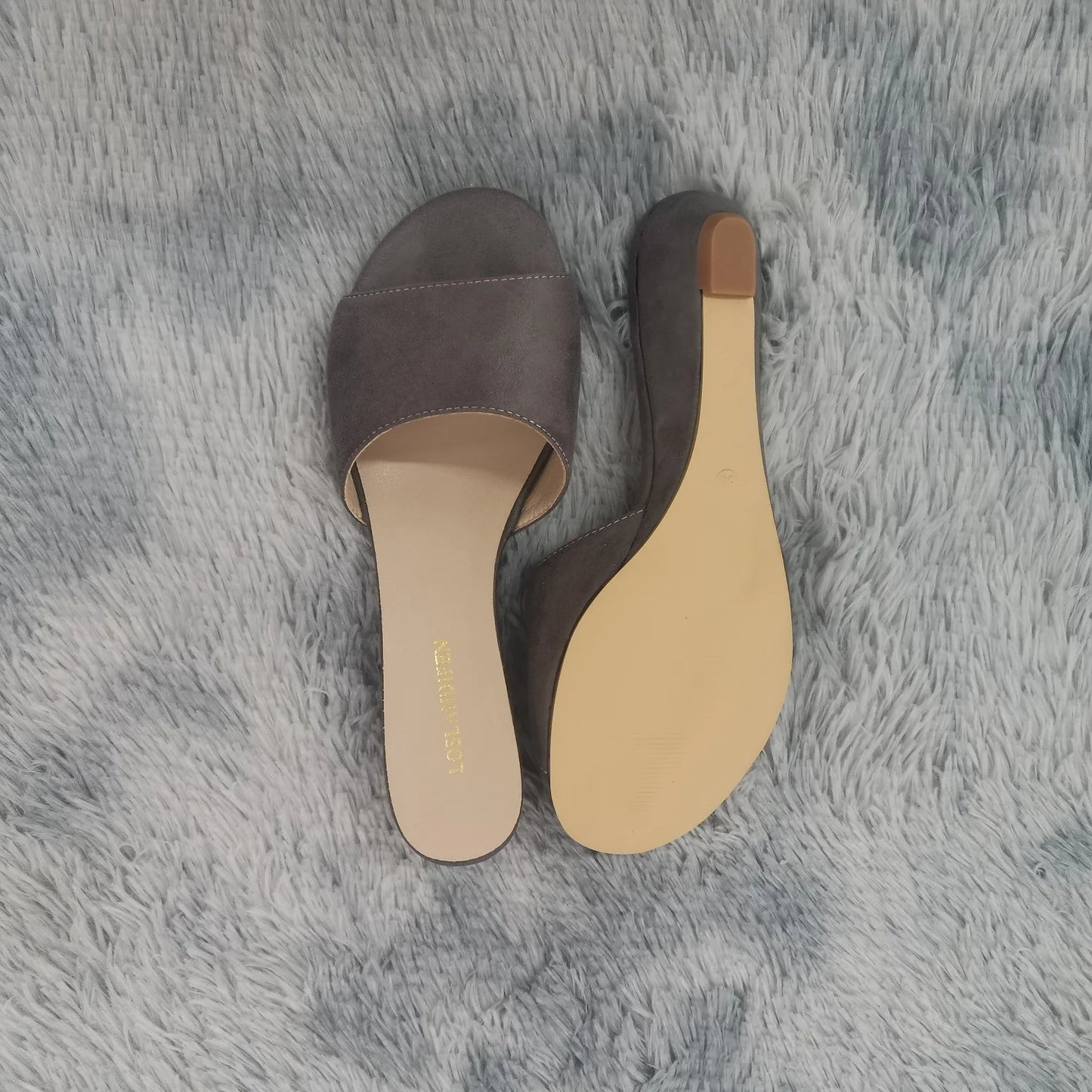 Elegant Summer Slippers 3cm Velvet Mules Wedge Sandals Slippers Open Toe High Heels Casual Dress Woman Shoes Plus Size