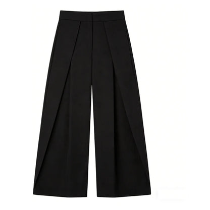 High-Rise Wrap-Front Pleated Palazzo Pants