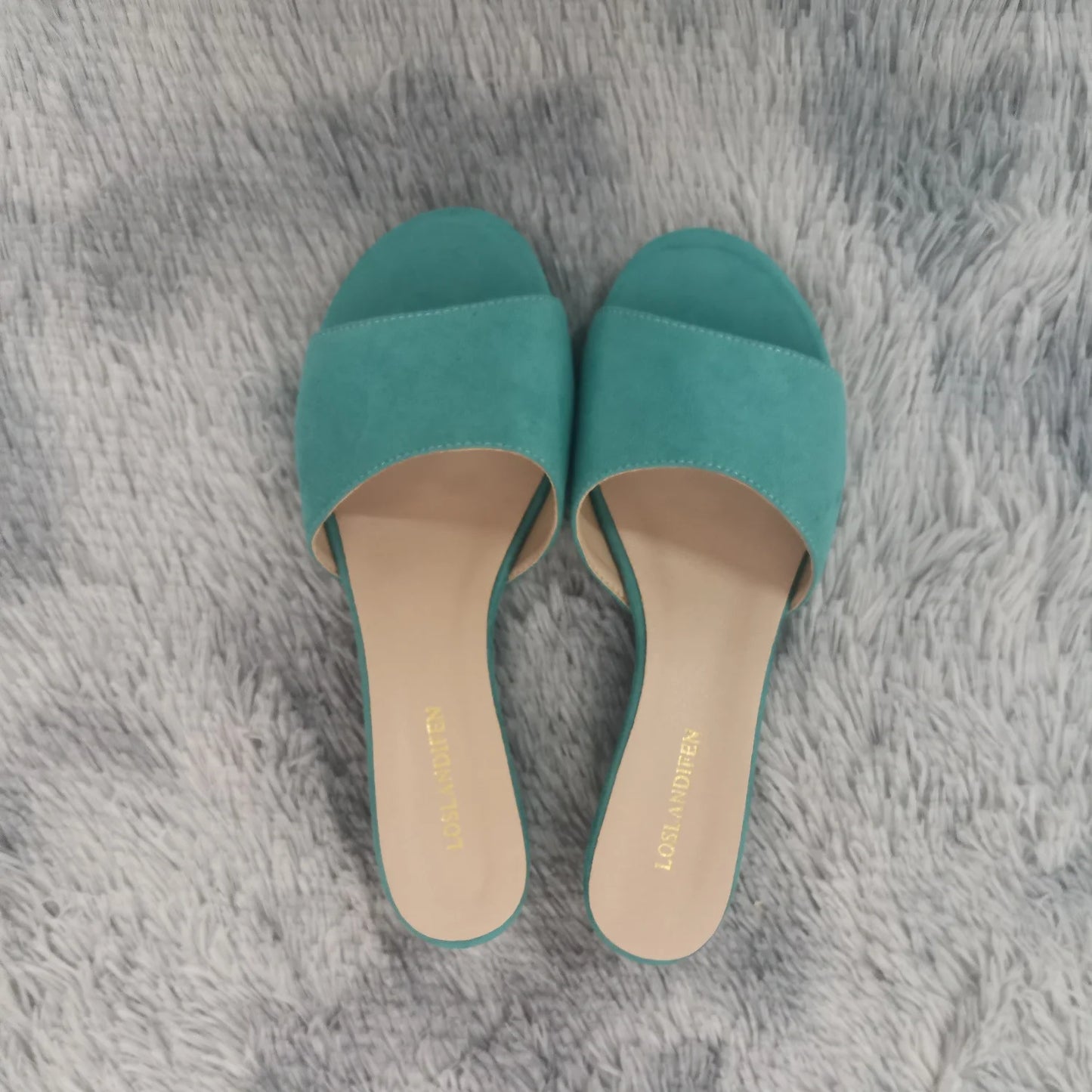 Elegant Summer Slippers 3cm Velvet Mules Wedge Sandals Slippers Open Toe High Heels Casual Dress Woman Shoes Plus Size