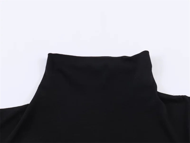 Short-Sleeve High-Neck Asymmetrical Pleated T shirt