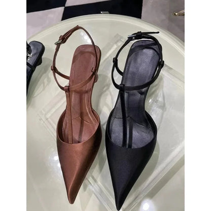 Sexy Pointed Toe Women's Comfortable triangle Low Heel Trendy Sandal