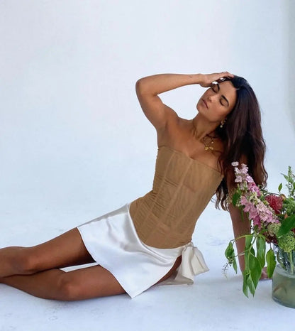 Tossy Mesh Backless Summer Vest Female Elegant Luxury Patchwork Strapless Solid Slim Streetwear Inner Sexy Y2k Tank Top Women's