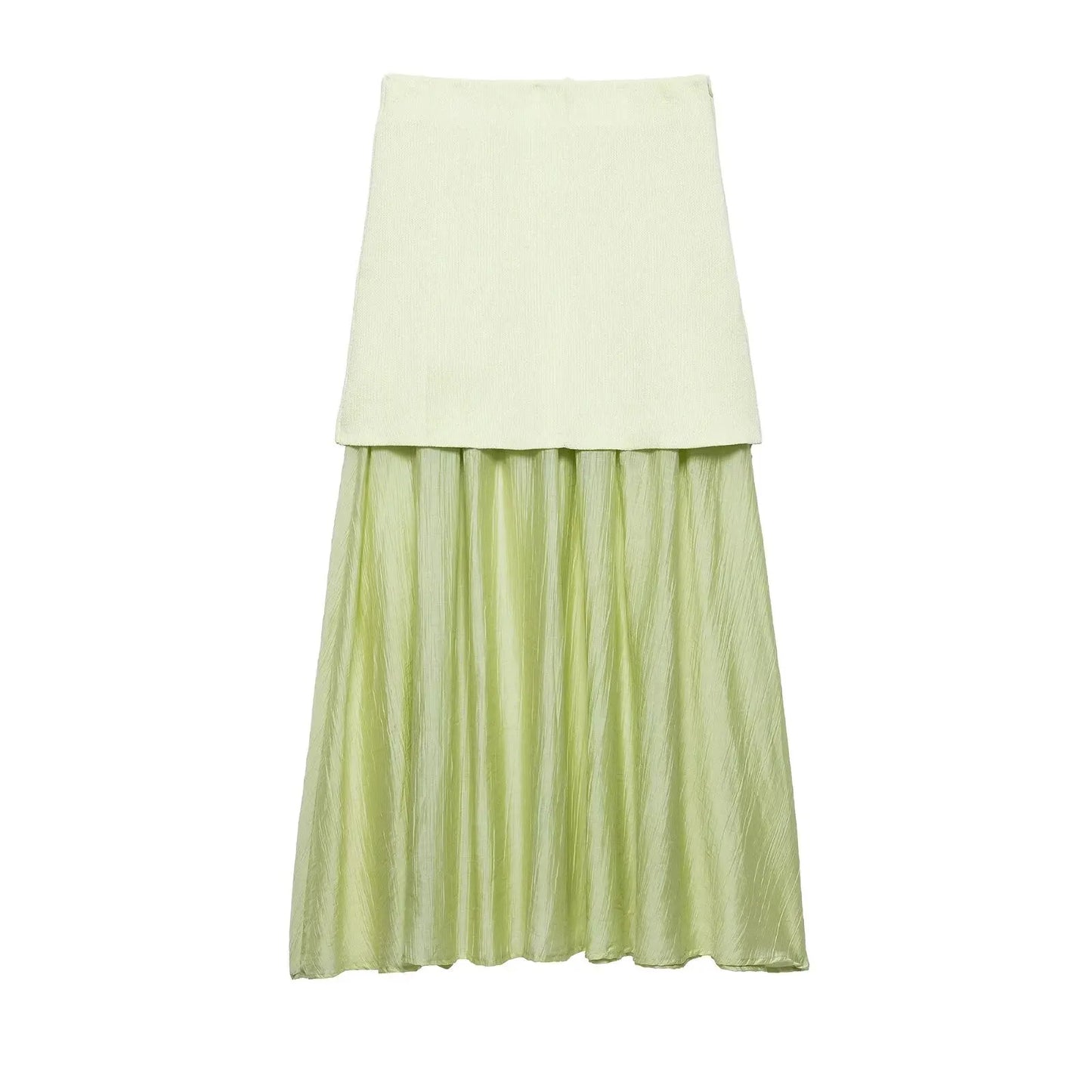 2 Piece Set Chic V-Neck Sleeveless Button Knitted Vest Top + Splicing High Waist Ankle-Length Skirt