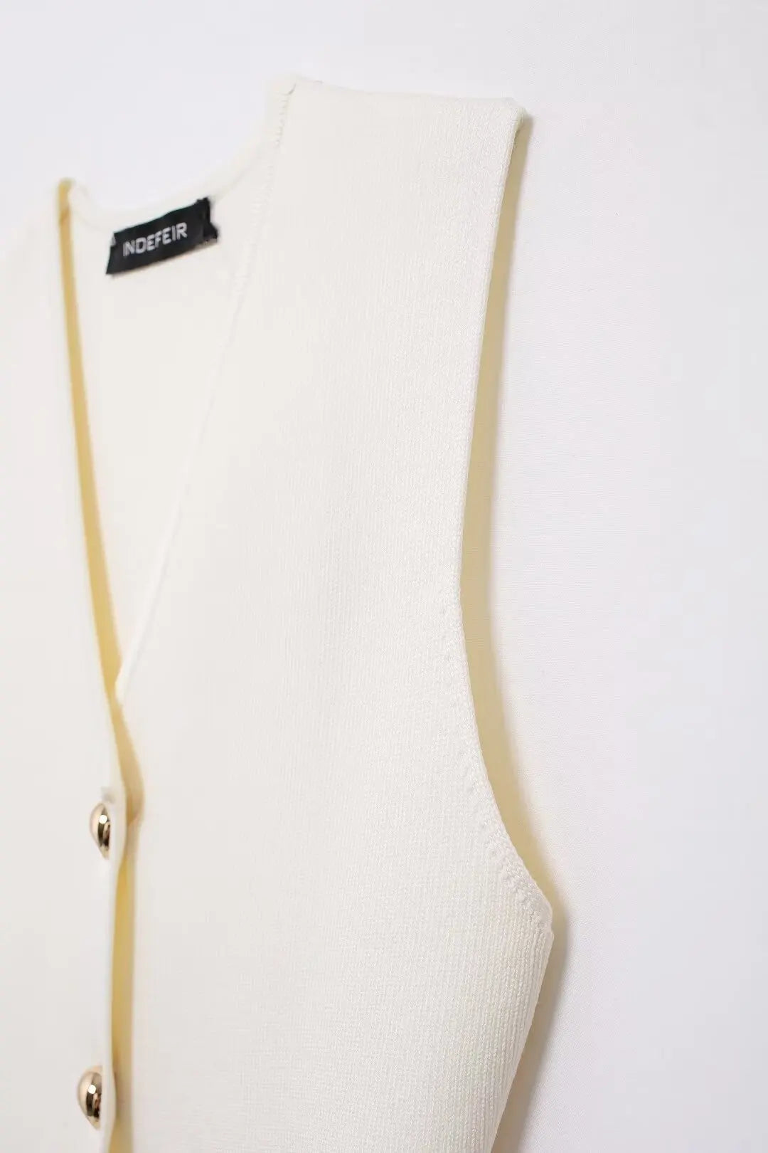 2 Piece Set Chic V-Neck Sleeveless Button Knitted Vest Top + Splicing High Waist Ankle-Length Skirt