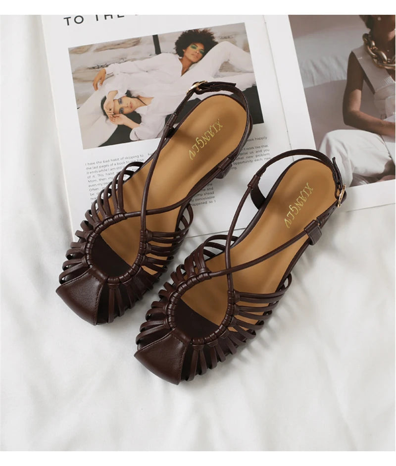Flat Sandals Summer Narrow Band Roman Shoes Casual Beach Gladiator Sandal
