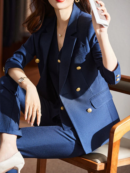 Women Vest, Blazer and Pant SuitWork Career Wear 3 Pieces Set