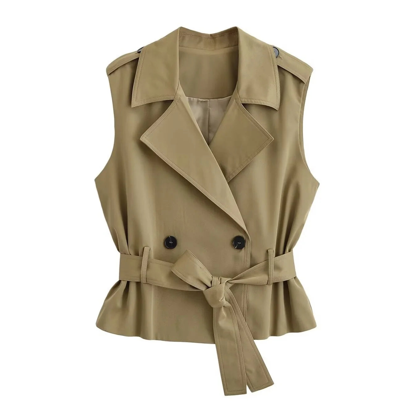Women Elegant Commute Sleeveless Vest Jackets With Belt Spring Summer New Female High Street Chic Trench Vest Lady Casual Vests