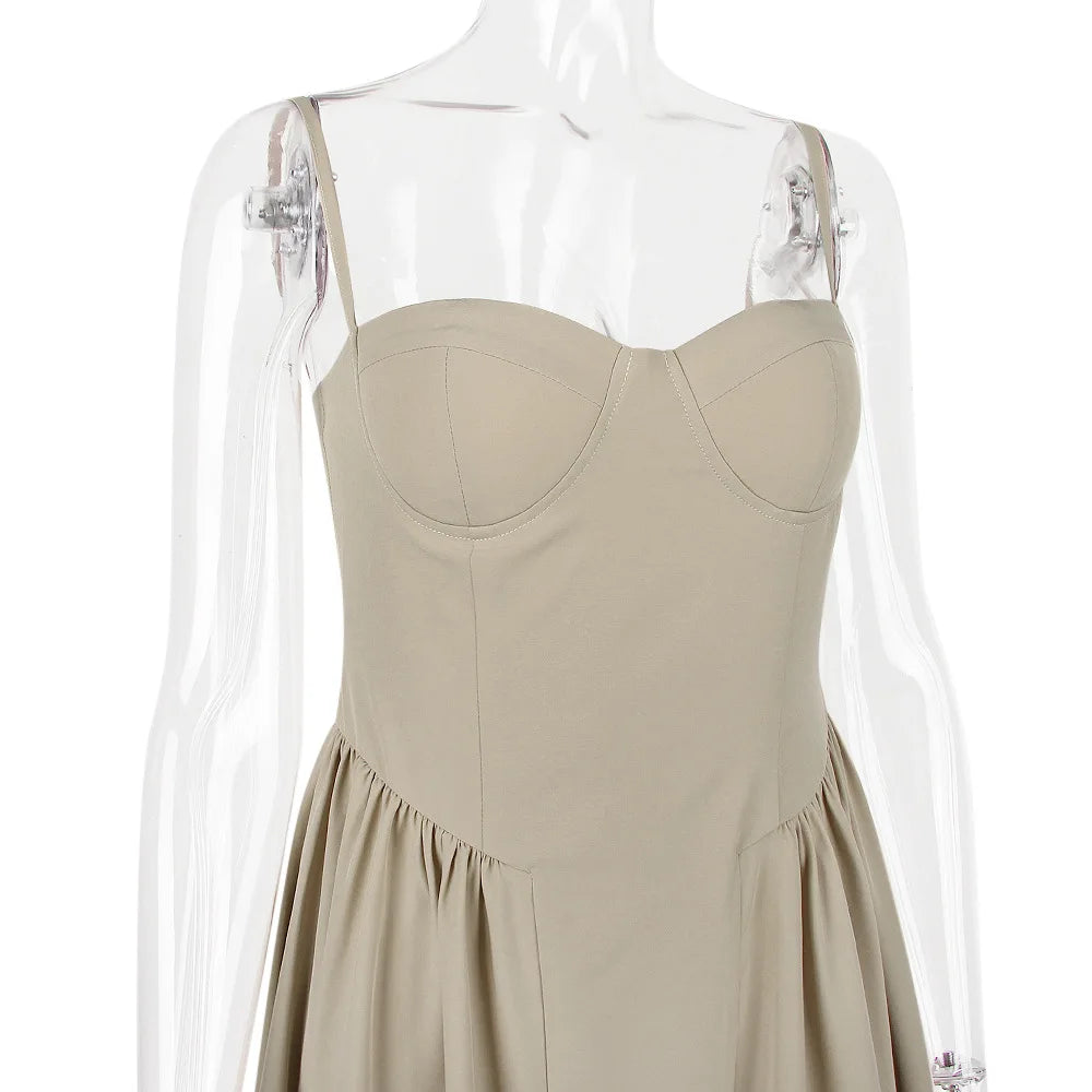 Sweetheart Spaghetti Strap  Fit and Flare Elegant Midi Dress