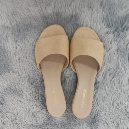 Elegant Summer Slippers 3cm Velvet Mules Wedge Sandals Slippers Open Toe High Heels Casual Dress Woman Shoes Plus Size