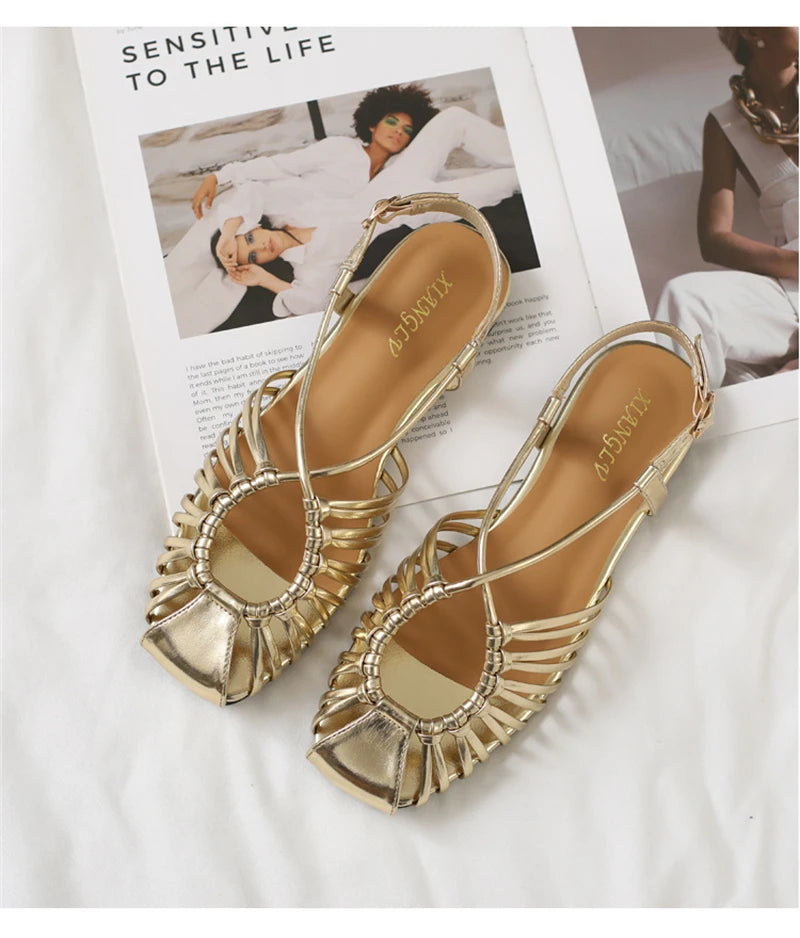 Flat Sandals Summer Narrow Band Roman Shoes Casual Beach Gladiator Sandal