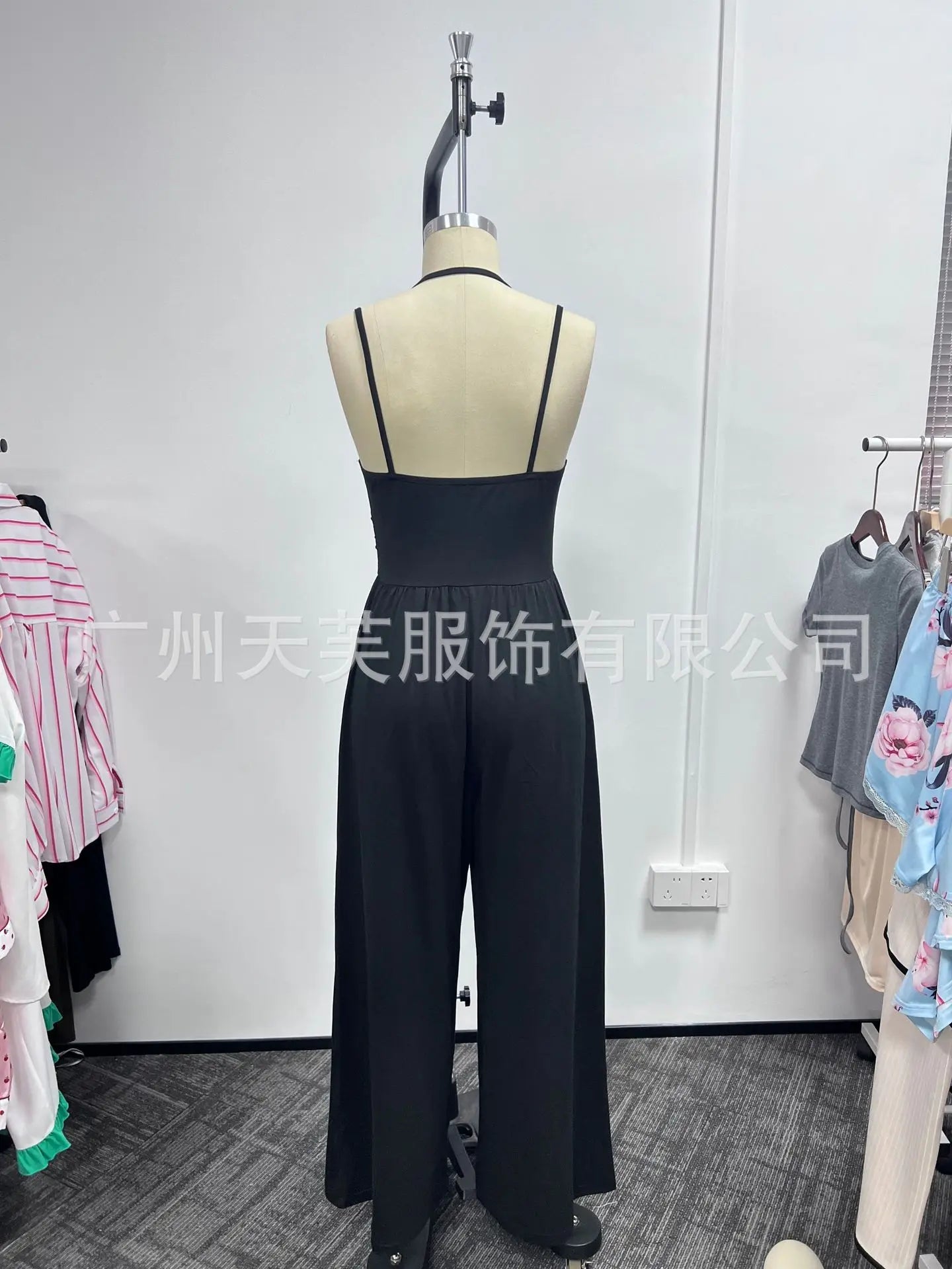 New Spring Summer Jumpsuit Solid Color Casual Simple Spring Summer Suspender Sleeveless High Waist Backless Loose Overalls