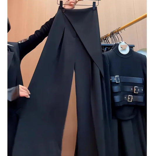 Korean-style fashion design sense suit pants female spring and autumn wild temperament suit pants high waist slim pants.