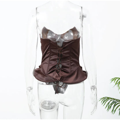 Black Strapless Corset Top Women Fashion Solid Sleeveless Backless Slim Short Vest 2026 Lady Fashion Party Evening Vacation Tops
