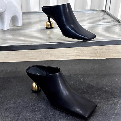 Square Head Women's Textured Elegant  Casual Round Heels
