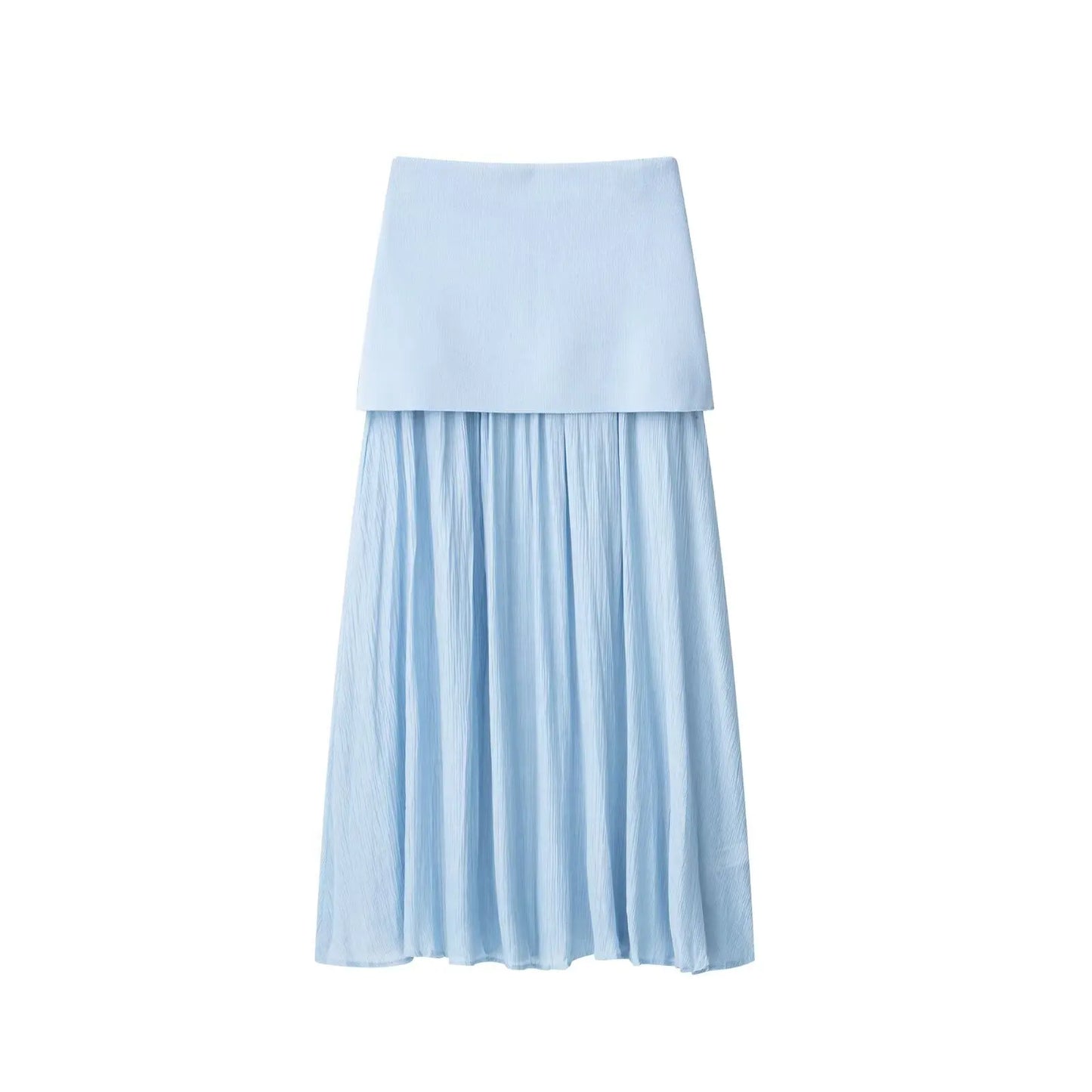 2 Piece Set Chic V-Neck Sleeveless Button Knitted Vest Top + Splicing High Waist Ankle-Length Skirt