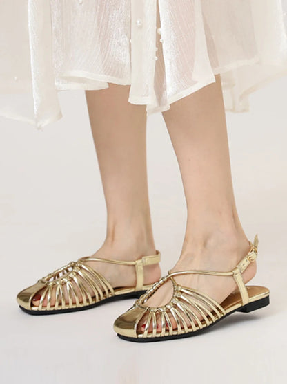 Flat Sandals Summer Narrow Band Roman Shoes Casual Beach Gladiator Sandal