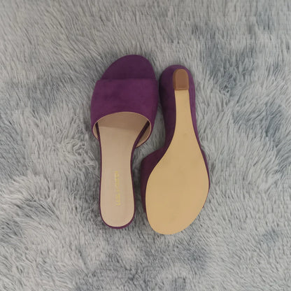 Elegant Summer Slippers 3cm Velvet Mules Wedge Sandals Slippers Open Toe High Heels Casual Dress Woman Shoes Plus Size