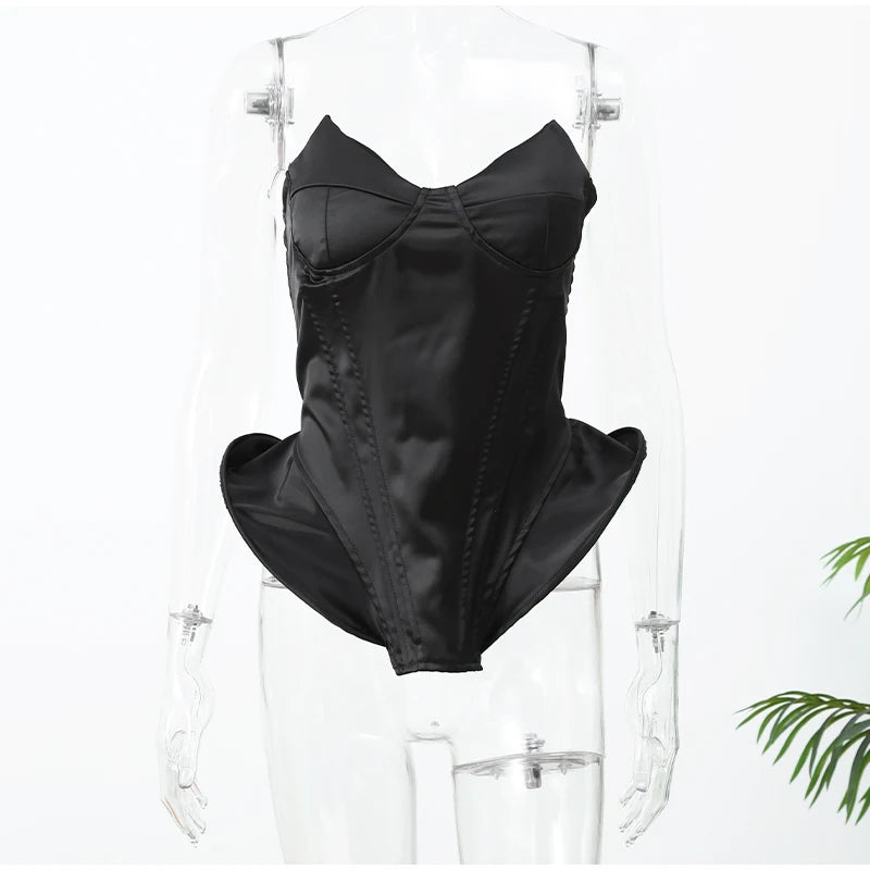 Black Strapless Corset Top Women Fashion Solid Sleeveless Backless Slim Short Vest 2026 Lady Fashion Party Evening Vacation Tops