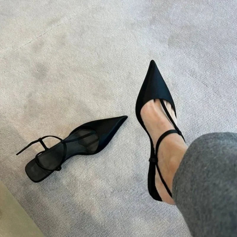 Sexy Pointed Toe Women's Comfortable triangle Low Heel Trendy Sandal