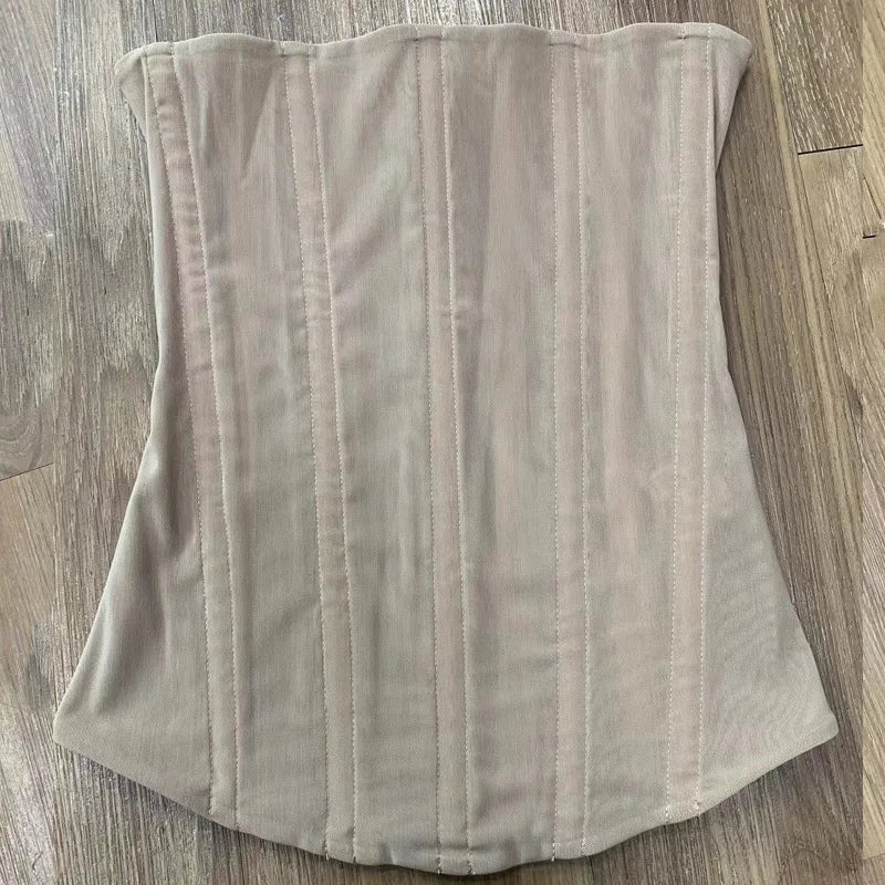 Tossy Mesh Backless Summer Vest Female Elegant Luxury Patchwork Strapless Solid Slim Streetwear Inner Sexy Y2k Tank Top Women's