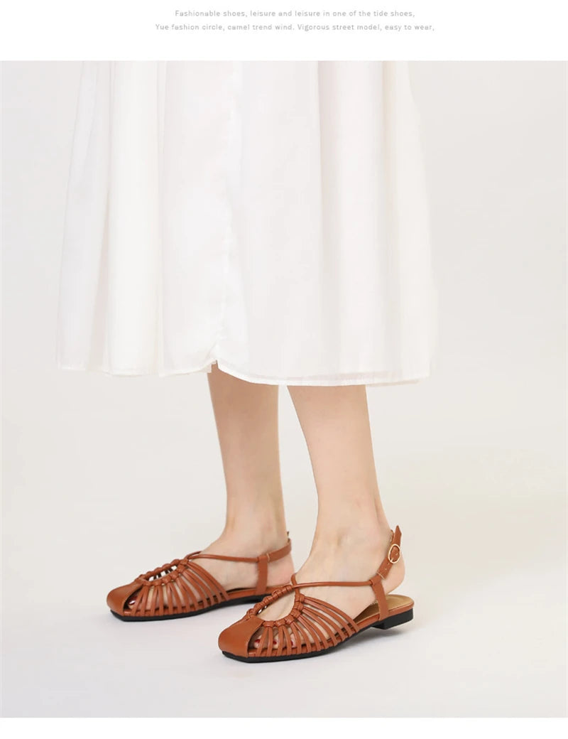 Flat Sandals Summer Narrow Band Roman Shoes Casual Beach Gladiator Sandal