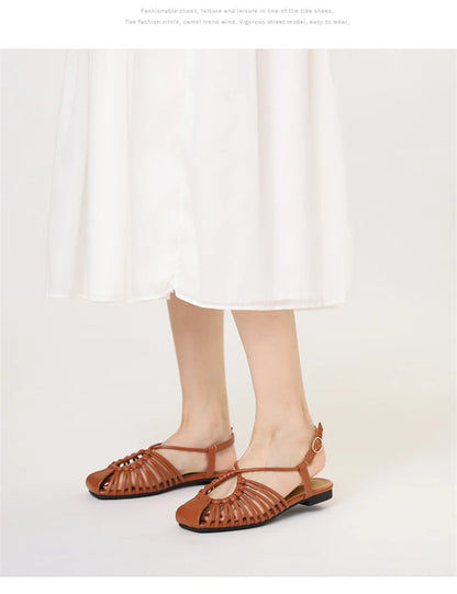 Flat Sandals Summer Narrow Band Roman Shoes Casual Beach Gladiator Sandal