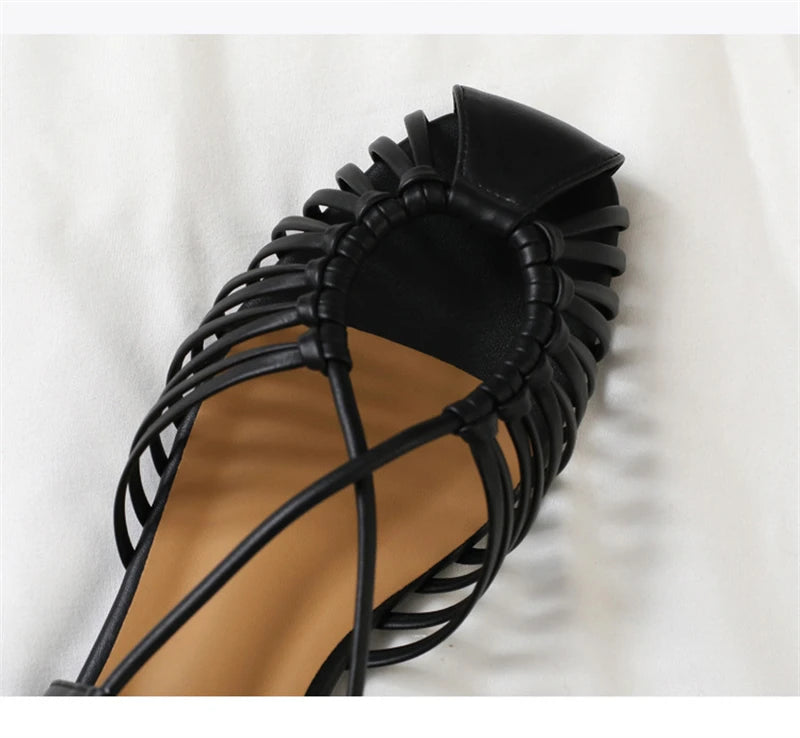 Flat Sandals Summer Narrow Band Roman Shoes Casual Beach Gladiator Sandal
