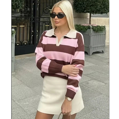 Striped Polo Sweater