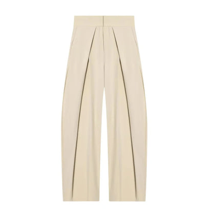 High-Rise Wrap-Front Pleated Palazzo Pants