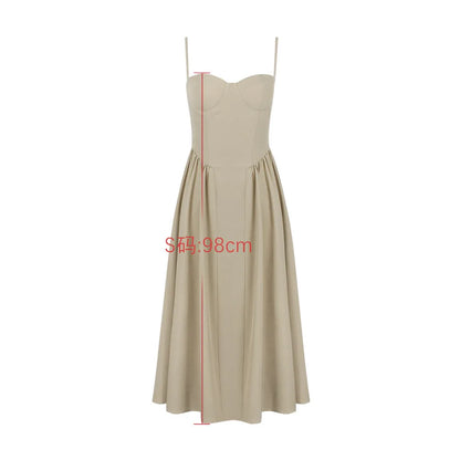 Sweetheart Spaghetti Strap  Fit and Flare Elegant Midi Dress
