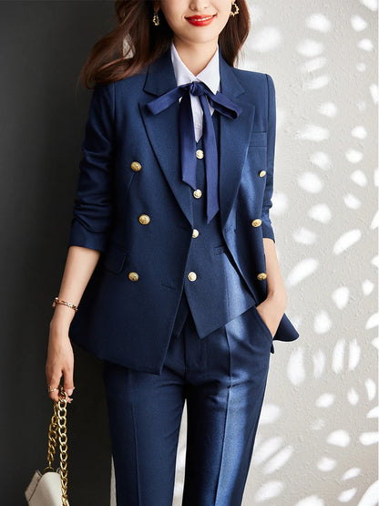 Women Vest, Blazer and Pant SuitWork Career Wear 3 Pieces Set