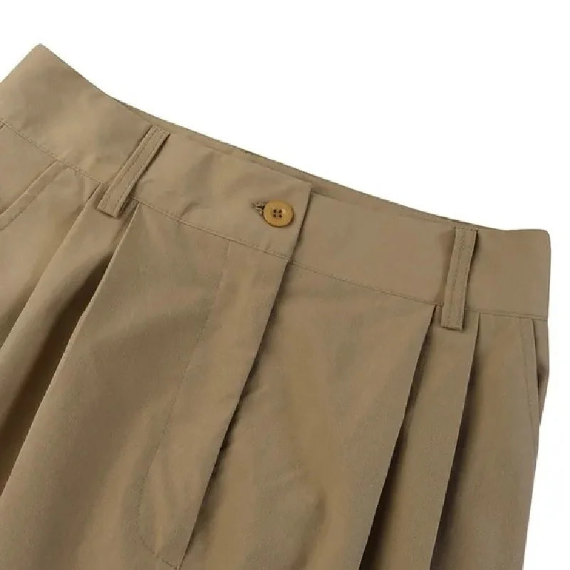 High-Waisted Pleated Wide-Leg Palazzo Pants