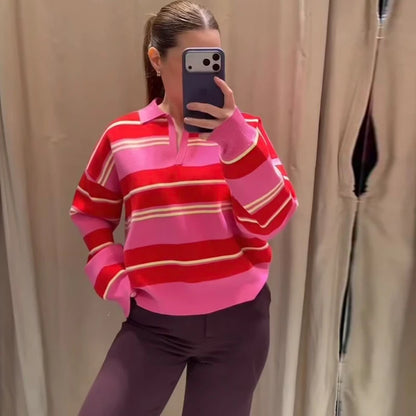 Striped Polo Sweater
