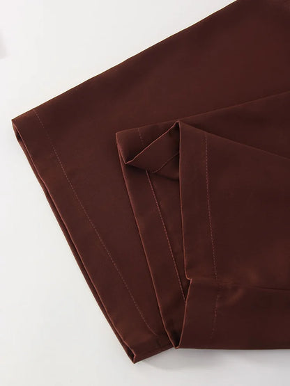 Luxury Wide Leg Baggy Satin High Waist Pants For Women Trousers With Pockets